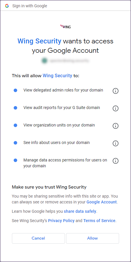 Wing Security Google Permissions